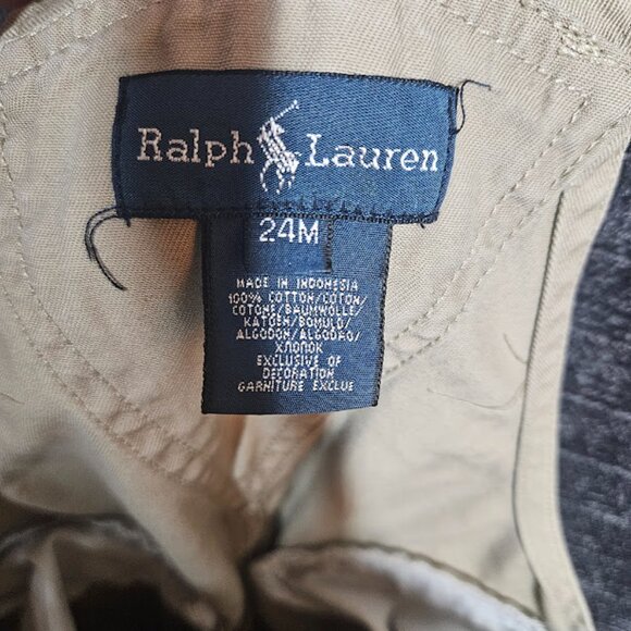 Polo Ralph Lauren Overalls BiB 24 Months Tan Kacki Toddlers Cargo Pockets Snaps - Picture 2 of 9